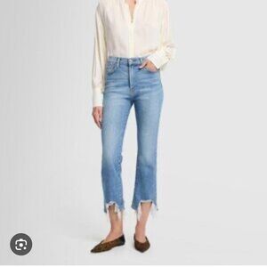 NWT 7 For All Mankind HIGH WAIST SLIM KICK WITH LONG SIDE HEM AND DESTROY, Sz 30